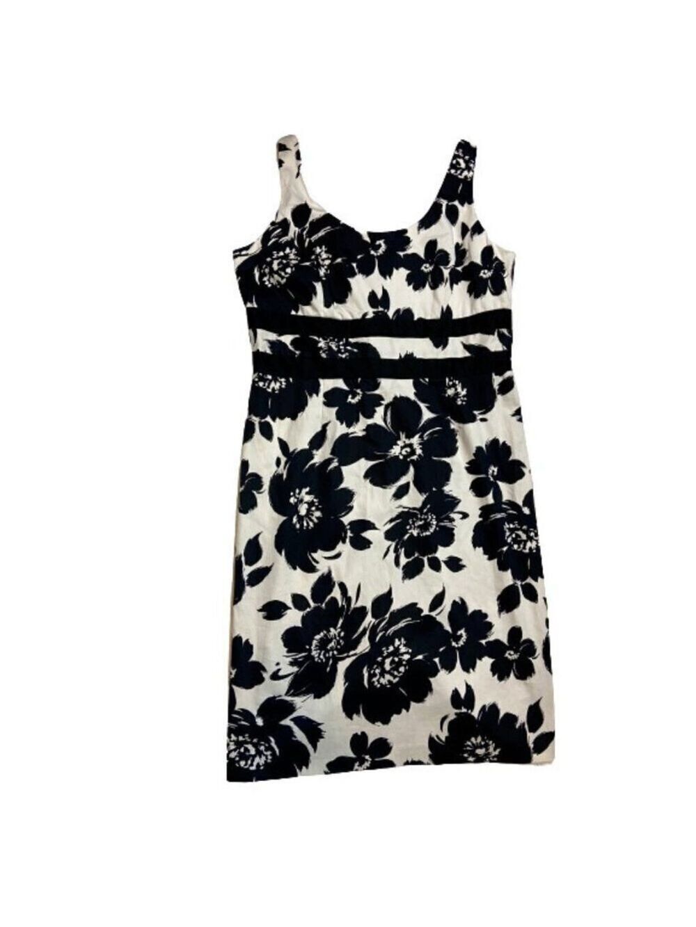 Jolibel Petite Women's Black Floral Print Sleeveless Shift Cotton Dress …